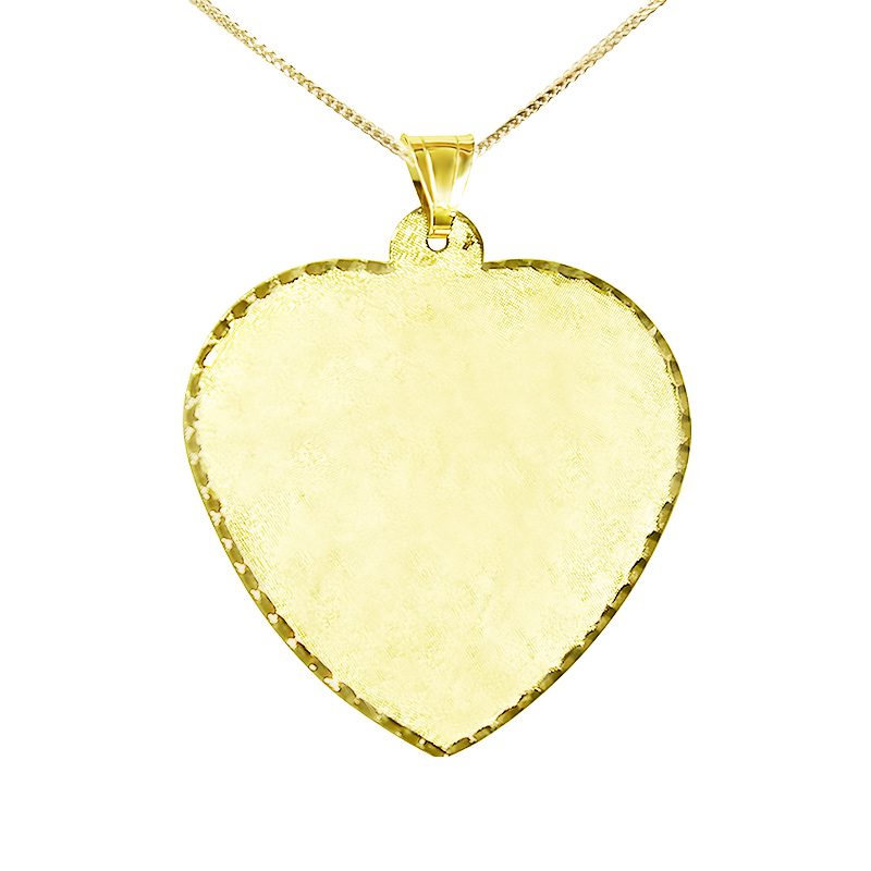 "Huge" heart pendant (4.1*3.8 cm) in 14k yellow gold with high-quality photo engraving