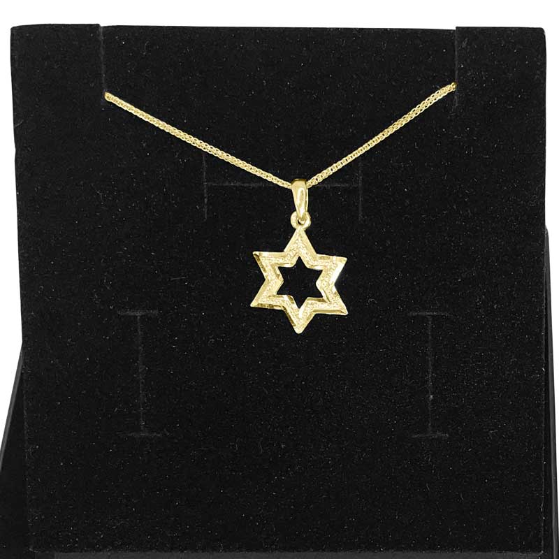 Classic 14k yellow gold "Star of David" pendant (1.6 cm) for men or women