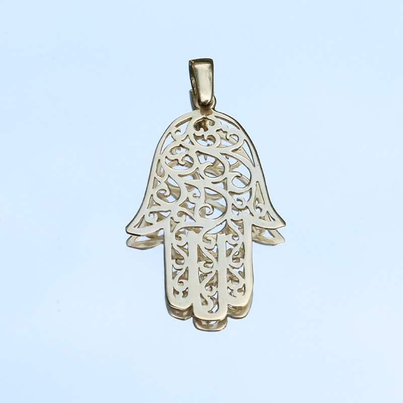 Hamsa pendant (2.6*1.8 cm) in 14k yellow gold