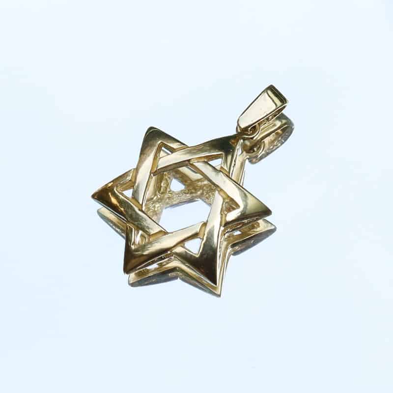 Star of David pendant (2*1.6 cm) classic 14k yellow gold