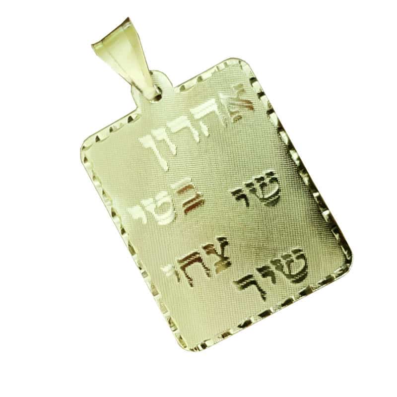 תליון פלטה בעיצוב אישי (2*2.5 ס"מ) מלבני מזהב צהוב 14 קראט - ניתן לבחור כל כיתוב!