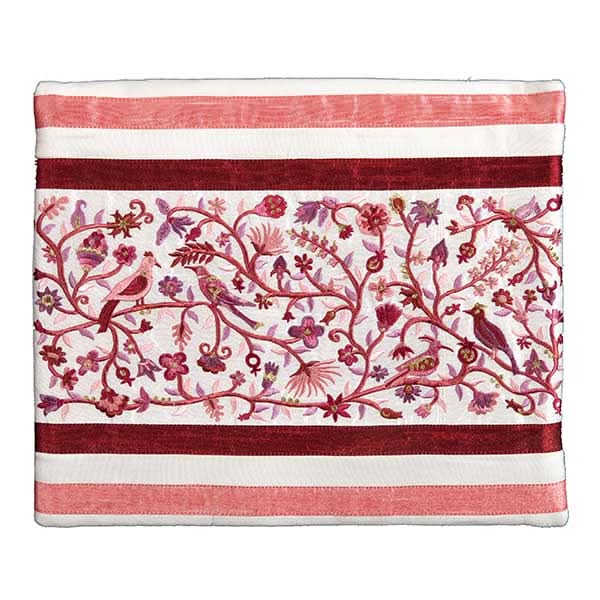 3-piece set: Embroidered Tallit 4 Mothers Burgundy (50*180 cm) + Tallit cover + Kippah by Judaica artist Yair Emanuel