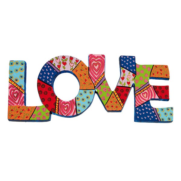 מתלה קיר LOVE באותיות צבעוניות ממתכת בציור יד - יאיר עמנואל