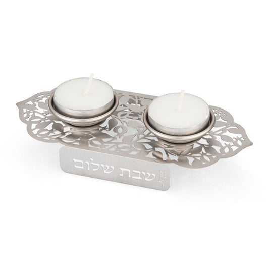 פמוטי נירוסטה "שבת שלום" (16*7 ס"מ) - ע"י האמנית דורית קליין