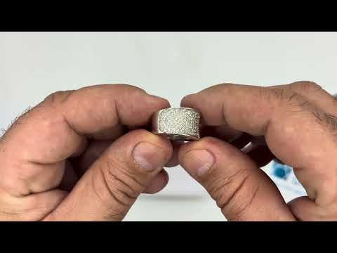 טבעת רחבה מכסף 925 משובצת קריסטלים לבנים עם ציפוי רודיום