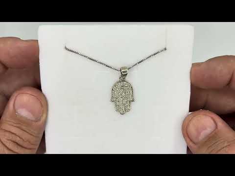 שרשרת חמסה (2*1.5 ס"מ) מכסף 925 משובץ עם קריסטלים