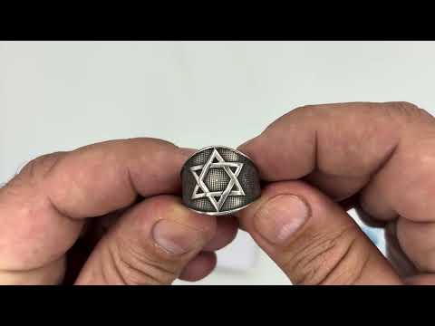 טבעת מגן דוד רחבה (19 מ"מ) מכסף סטרלינג 925 לגבר או לאישה