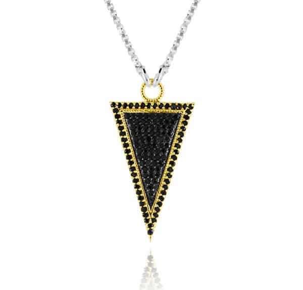 925 silver arrow necklace (2.7*1.7 cm) inlaid with black crystals and 14K gold plating