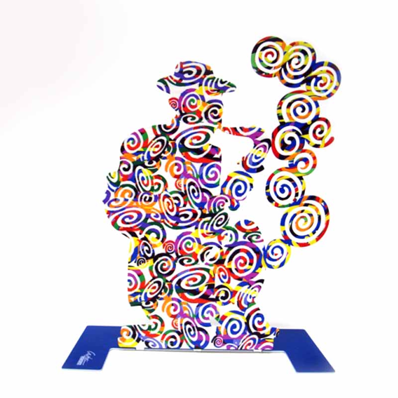 “Jazz / Saxophonist” metal stand (24*30 cm) colorful, double-sided, designed and produced by artist David Gerstein