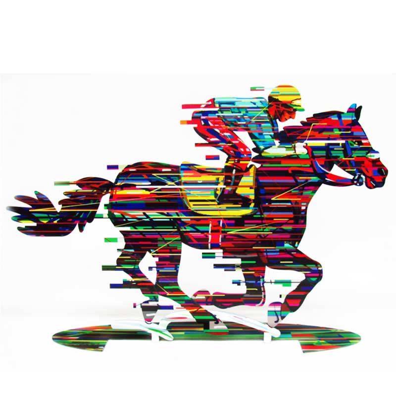 "Man Riding a Horse" Jockey Stand, large metal (35*52 cm, weight: 1.6 kg), double-sided, by artist David Gerstein