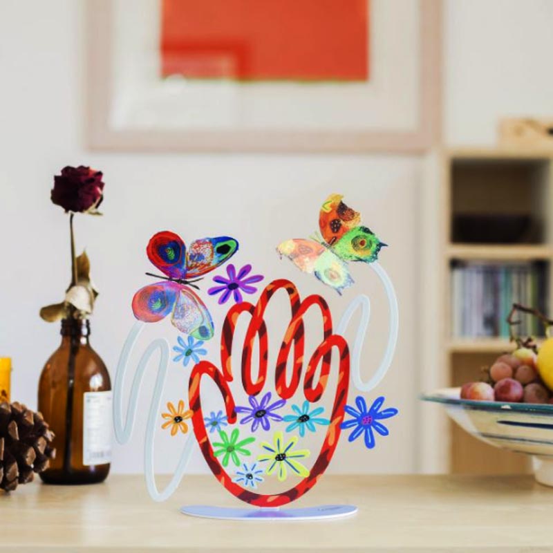 "Hamsa" stand (25*21 cm) colorful "butterflies" made of laser-cut metal, designed by artist David Gerstein