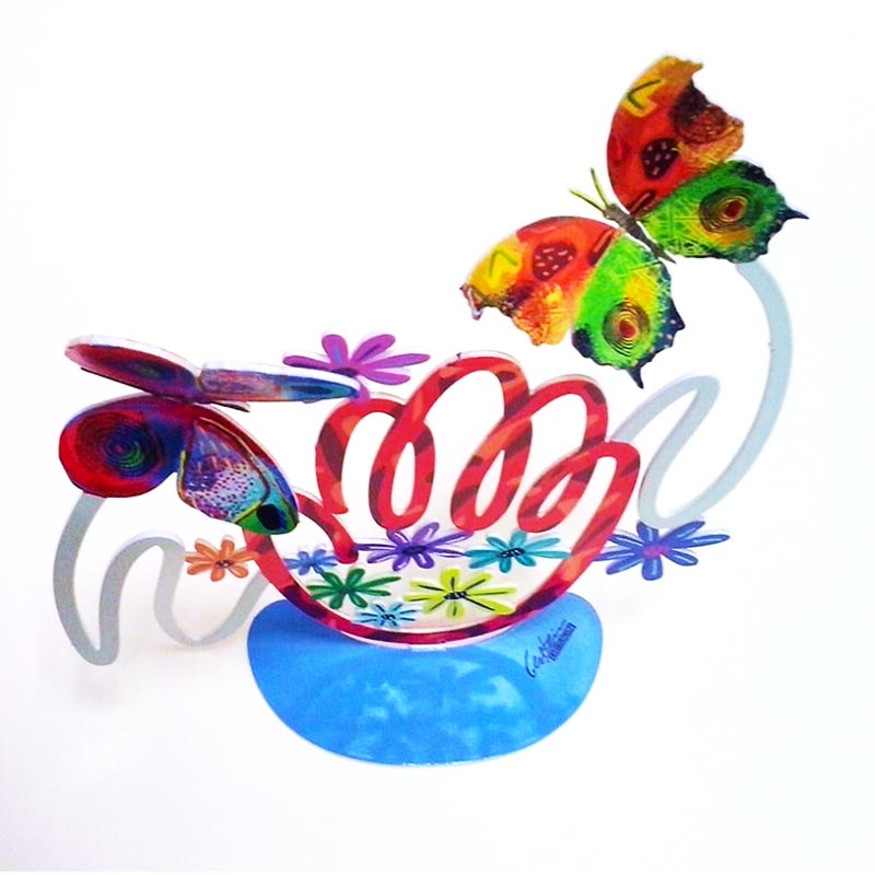 "Hamsa" stand (25*21 cm) colorful "butterflies" made of laser-cut metal, designed by artist David Gerstein