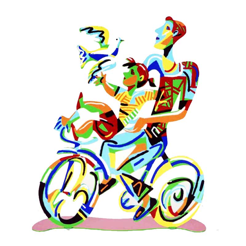 סטנד "רכיבת סוף שבוע" Weekend Ride צבעוני דו צדדי ממתכת (36*29 ס"מ), מיוצר ע"י האמן דוד גרשטיין