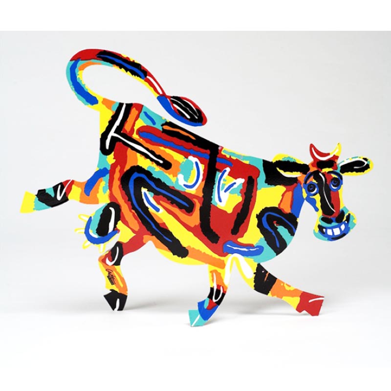 “Elsa the Cow” metal stand (36*30 cm) double-sided colorful laser cut - designed by artist David Gerstein