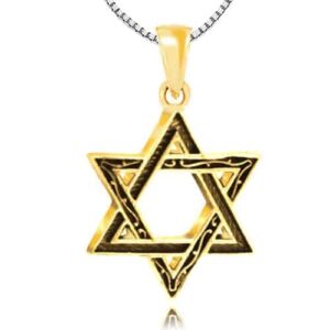שרשרת מגן דוד מכסף 925 עם ציפוי זהב 14 קראט איכותי. כולל שרשרת בוקס 45 סמ. מחיר מבצע אתר מתנות ישראל