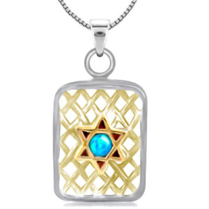 שרשרת "מגן דוד" (1.1*1.5 ס"מ) מכסף 925 עם אבן "אופל" ציפוי זהב